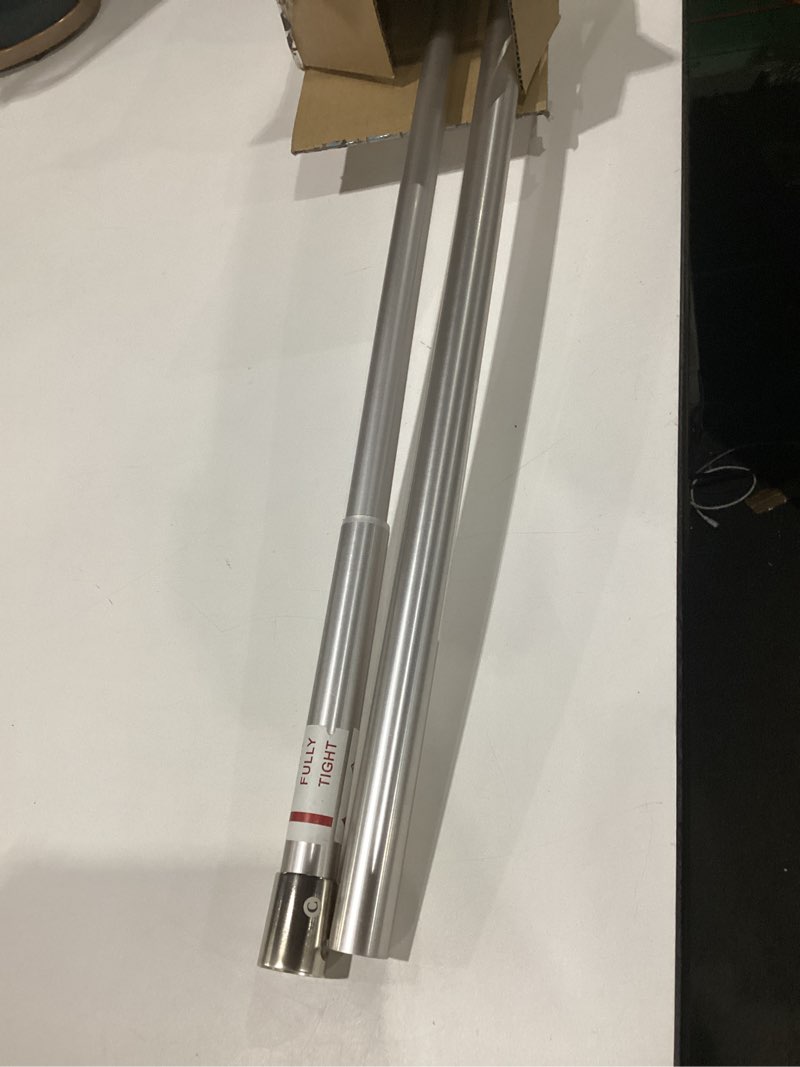 Condition photo showing As Is for zenna home curved shower curtain rod, no drill, 50-72 inch adjustable tension shower rod for bathroom, rustproof, non-slip, adds room in shower, satin nickel satin nickel 50" to 72"