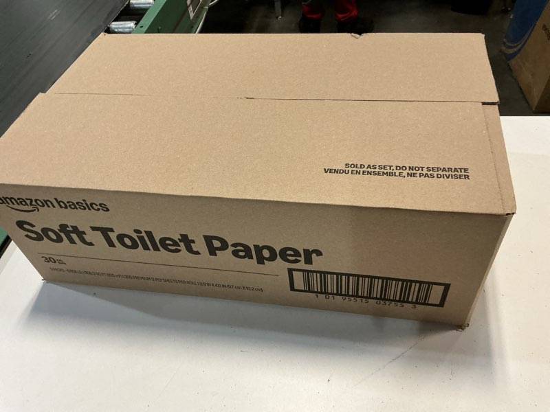 Condition photo showing New/Like New for amazon basics 2-ply soft toilet paper, 30 rolls (5 packs of 6), 350 sheets per roll, septic safe, equivalent to 185 regular rolls 350 sheet (pack of 30)