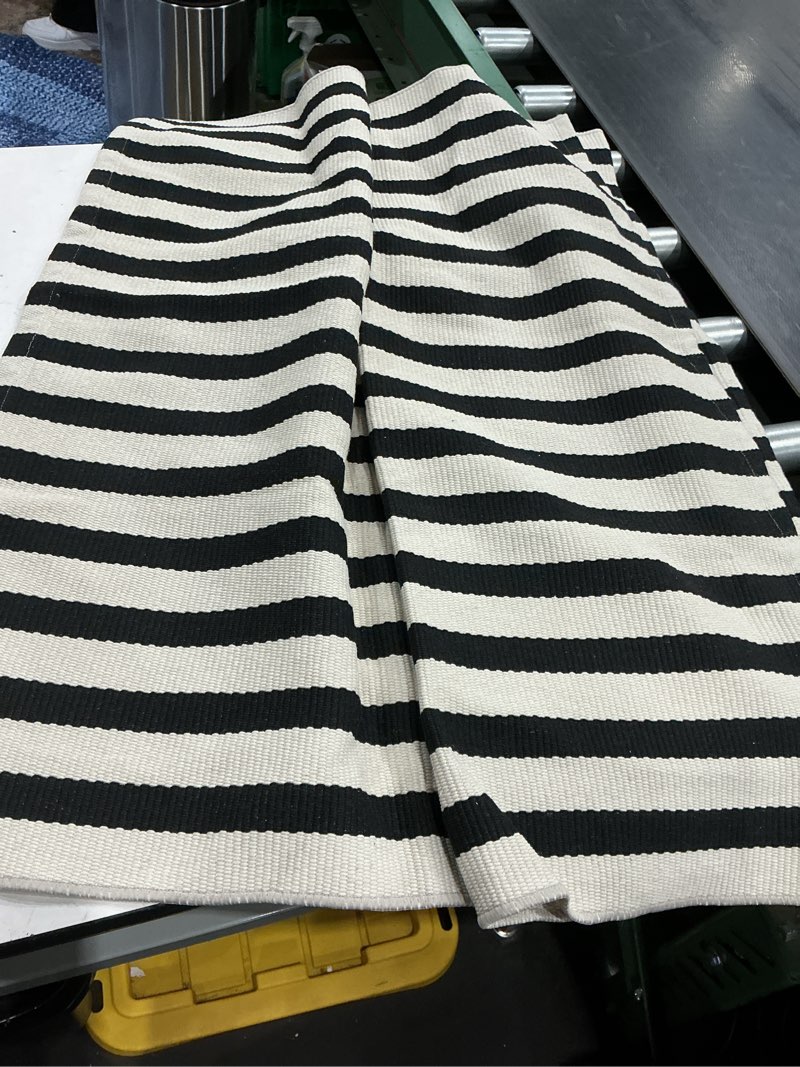 unknown size))))washable area rugs black and cream outdoor rug cotton woven entryway rugs indoor striped patio rugs carpet large area rugs for bedroom/porch/deck/backyard/home outside entrance decor