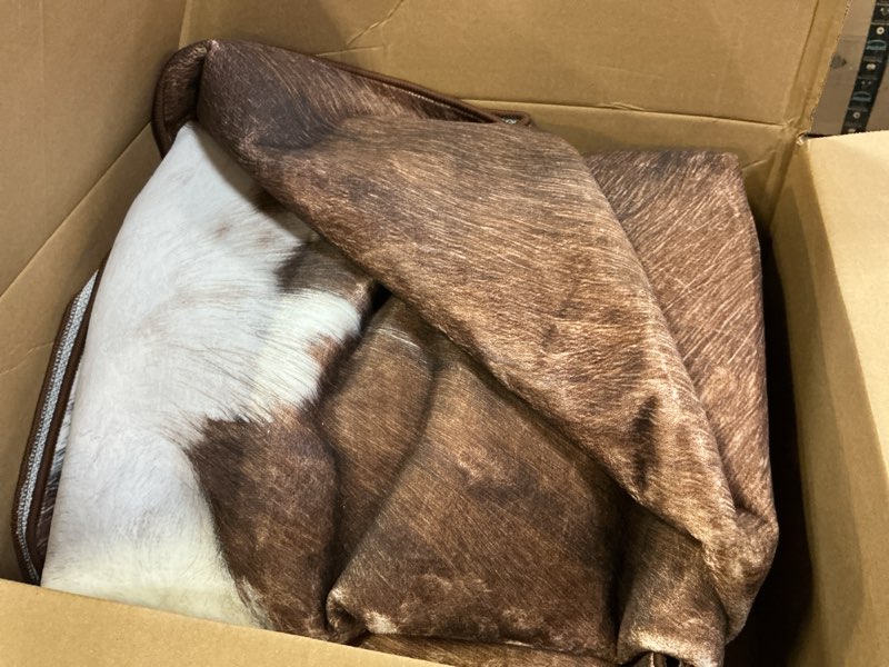 Condition photo showing Good Condition for DweIke Washable Area Rugs for Living Room, 8x10 Large Soft Bedroom Rugs, Cowhide Print Non-Slip Animal Rug, Stain Resistant Throw Carpet for Office Nursery Dining Room Western Home Decor, Brown 8' x 10' (Rectangular) Cow Print- 2