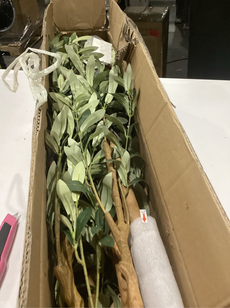 Condition photo showing Good Condition for bellacat faux olive tree 6ft?olive trees artificial indoor with natural wood trunk and realistic leaves and fruits. 6 feet(72in) fake olive tree for home house office décor. 1 6ft