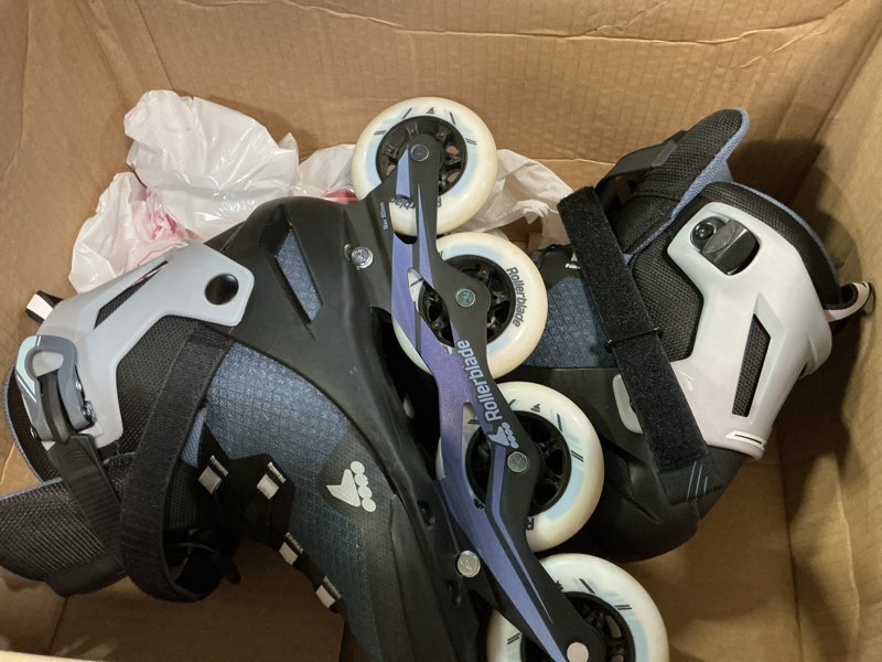 Condition photo showing Good Condition for rollerblade macroblade 90 men's adult fitness inline skate, orion blue/spicy orange, performance inline skates 9/9.5 (gray & black )