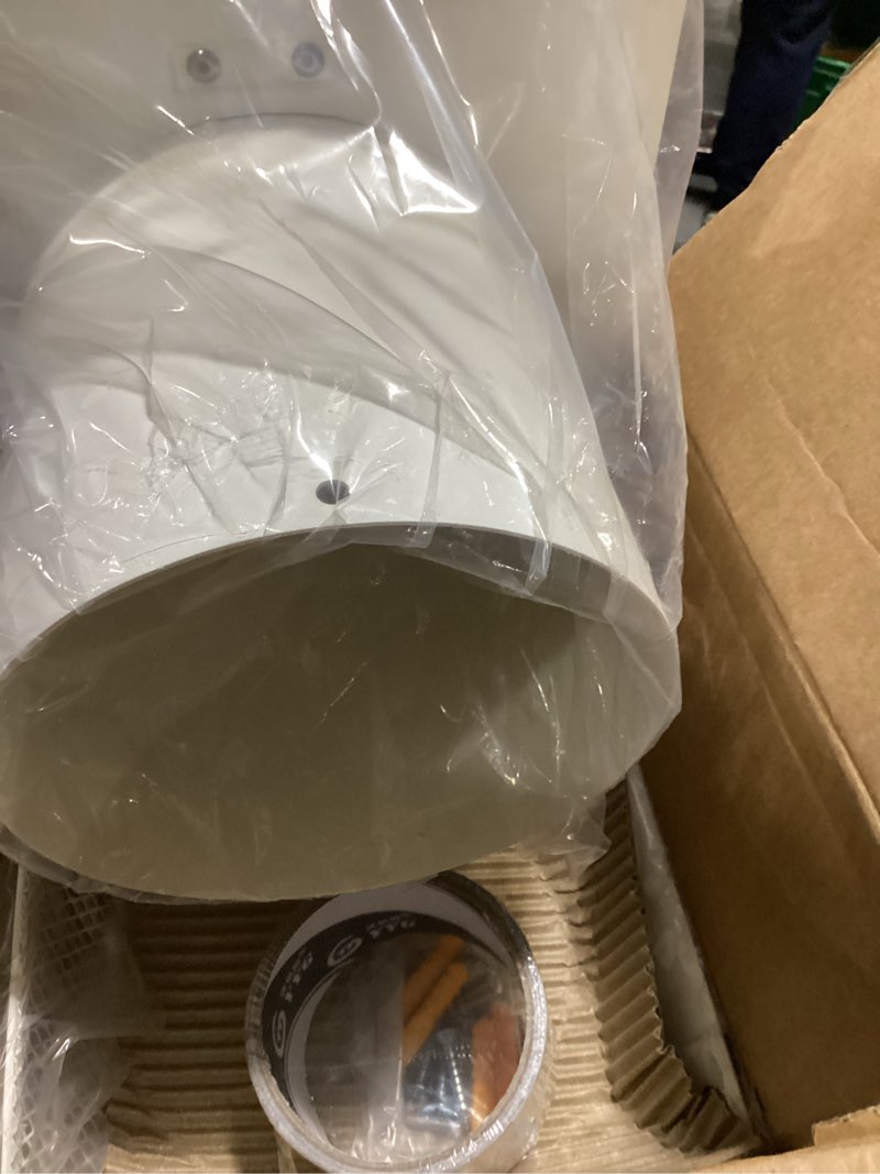 Condition photo showing Good Condition for 6 inch dryer vent cover outside, galvanized steel exterior hooded wall vent cover with removable screen & cushioned backdraft flap, exhaust vent for house through-wall dryer vent kit (white - 6 inch)