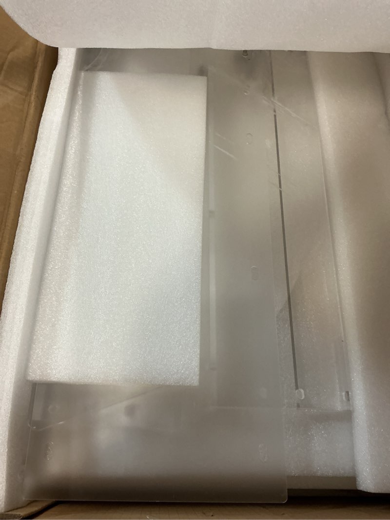 Condition photo showing Good Condition for acrylic podium stand with storage shelf, 45.5" modern clear lectern with reading platform for classroom, weddings, conference, concert, professional presentation podiums white