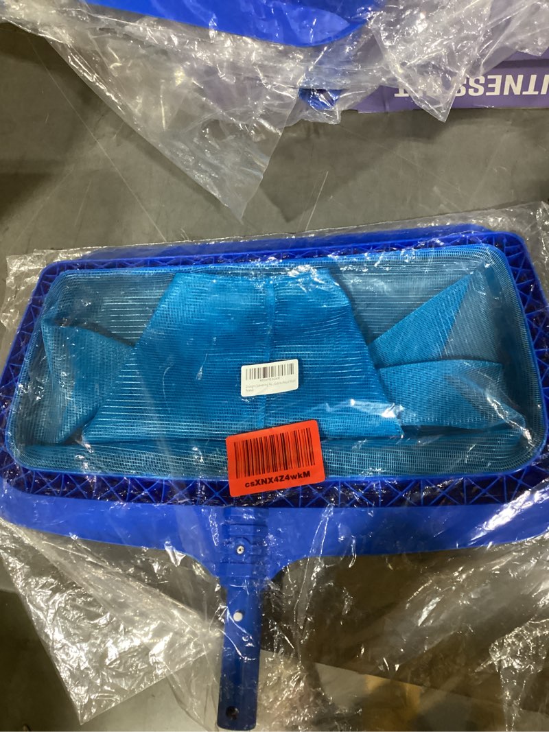 Condition photo showing New/Like New for swimming pool skimmer net, heavy duty swimming leaf rake cleaning tool with deep mesh net bag, easy cleaning for leaves & debris (royal blue)