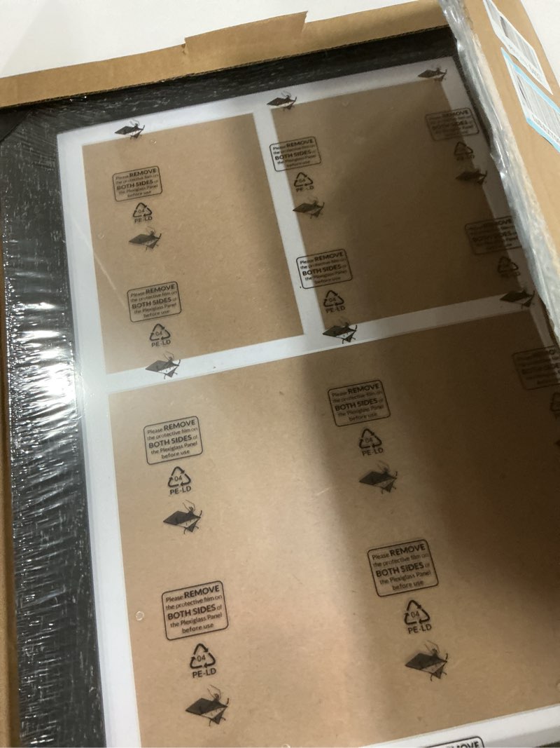Condition photo showing New/Like New for 11x16 picture frame display 3 opening picture frame 5x7 and 8x10 collage,multi photo frame with mat,plexiglass,horizontal and vertical formats for wall decor,black wood grain black 11x16 - (2 open5x7+1 open8x10?