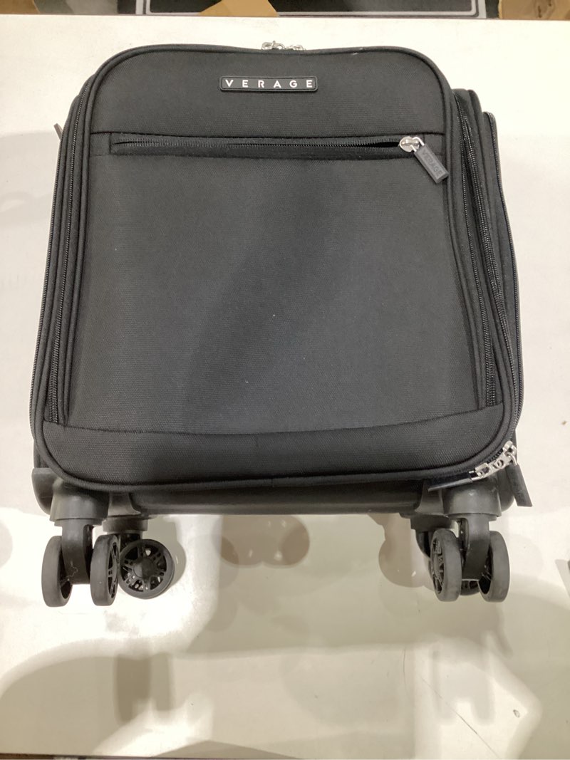Condition photo showing New/Like New for Verage Underseat Carry On Luggage with Wheels, 14.5-Inch Spinner Small Suitcase, Softside Lightweight Travel Bag for Men and Women, Airplane Carry On Bag, Black Black Basic Underseat