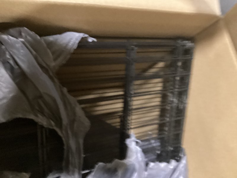 Condition photo showing As Is for PJYuCien Dog Playpen - Metal Foldable Dog Exercise Pen, Pet Fence Puppy Crate Kennel Indoor Outdoor with 8 Panels 24”H & Bottom Pad for Small Medium Pets Black 24''H Playpen+Bottom Pad