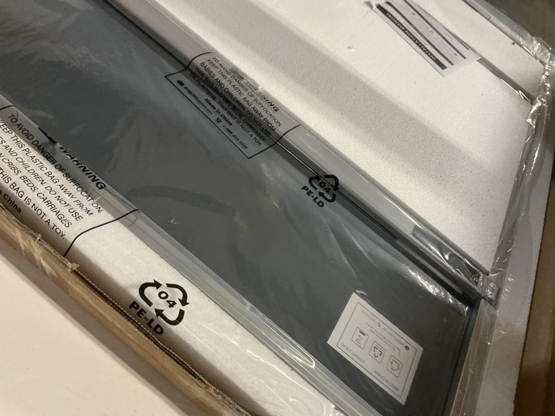 Condition photo showing Good Condition for keonjinn 22 x 30 inch brushed nickel bathroom mirrors for over sink, beveled rectangle framed mirrors for wall, farmhouse bathroom vanity mirror, tempered glass, square corner brushed nickel 30"l x 22"w