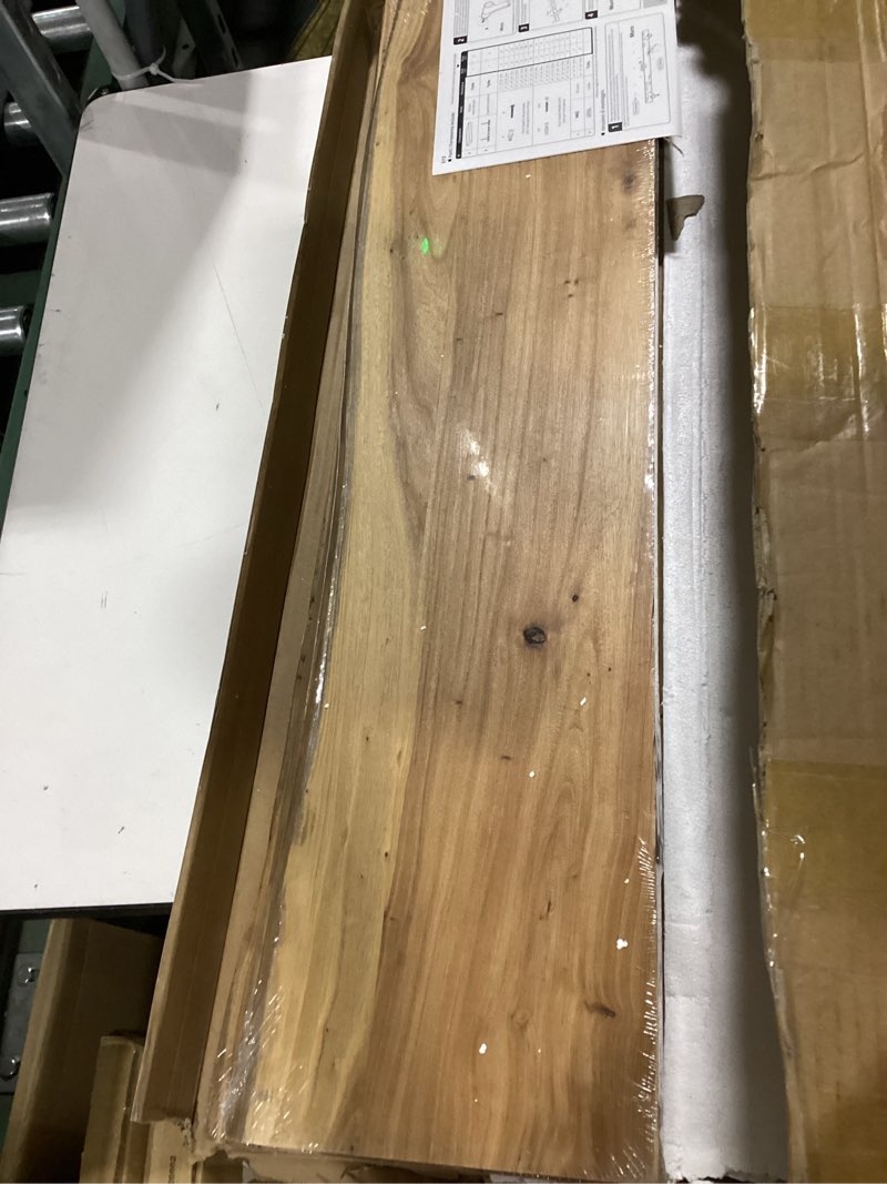 Condition photo showing New/Like New for reclaimed elm wood floating shelves for wall, live edge 36" w x 9.2" d x 1.4" h, set of 2 invisible wall mounted shelves for living room bedroom kitchen bathroom decor, natural finish natural finish live edge, 36"w, 2packs