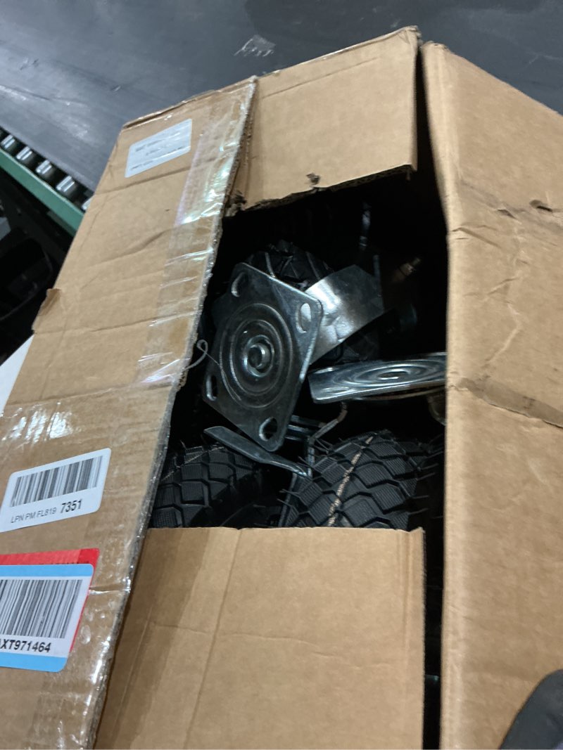 Condition photo showing As Is for 10 inch casters wheels, heavy duty casters set of 4 load 1300lbs with brake, locking swivel plate caster?off road caster wheels 10 inches