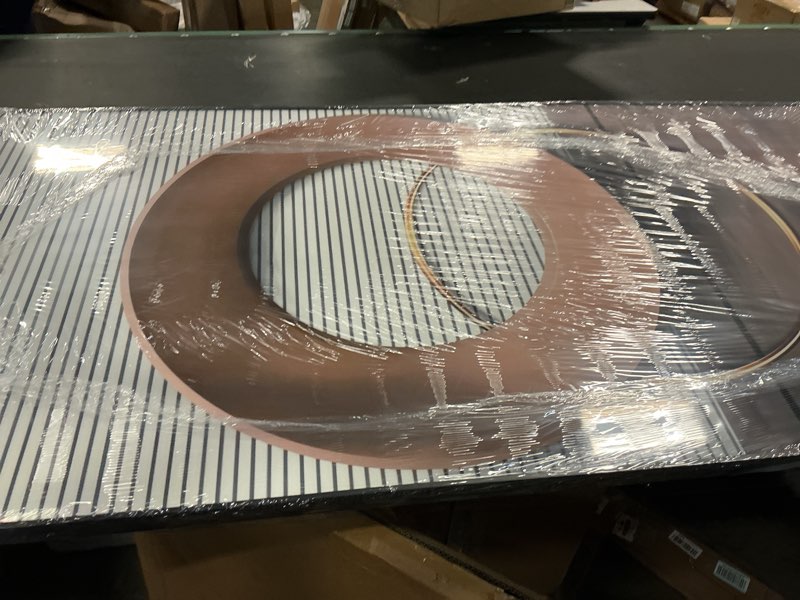 Condition photo showing New/Like New for Large Horizontal Modern Wall Art for Bedroom, Framed Neutral Picture Prints, Minimalist White Brown Circle Geometric Painting Artwork Decor for Living Room Dining Room Hallway Office 28x57 Inch 28.5"L x 57"W Brown