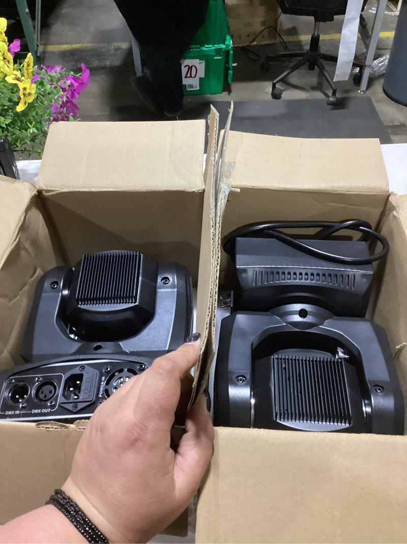 Condition photo showing As Is for moving head light 150w stage lights 8 gobos 8 colors 12 channels beam spotlights 18-face prism dmx 512 with sound-activated for party event wedding dj lighting (2)