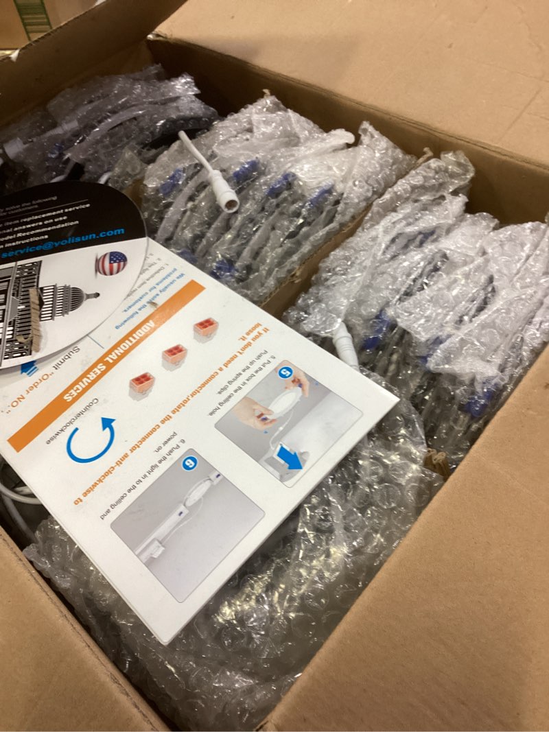 Condition photo showing Good Condition for VOLISUN 24 Pack 6 inch Recessed Lighting, 5CCT LED Recessed Light Black, 2700K-5000K Selectable, 13W Eqv 120W, 1080LM Dimmable Canless Wafer Downlight, LED Ceiling Light ETL Certificated Black 6 INCH