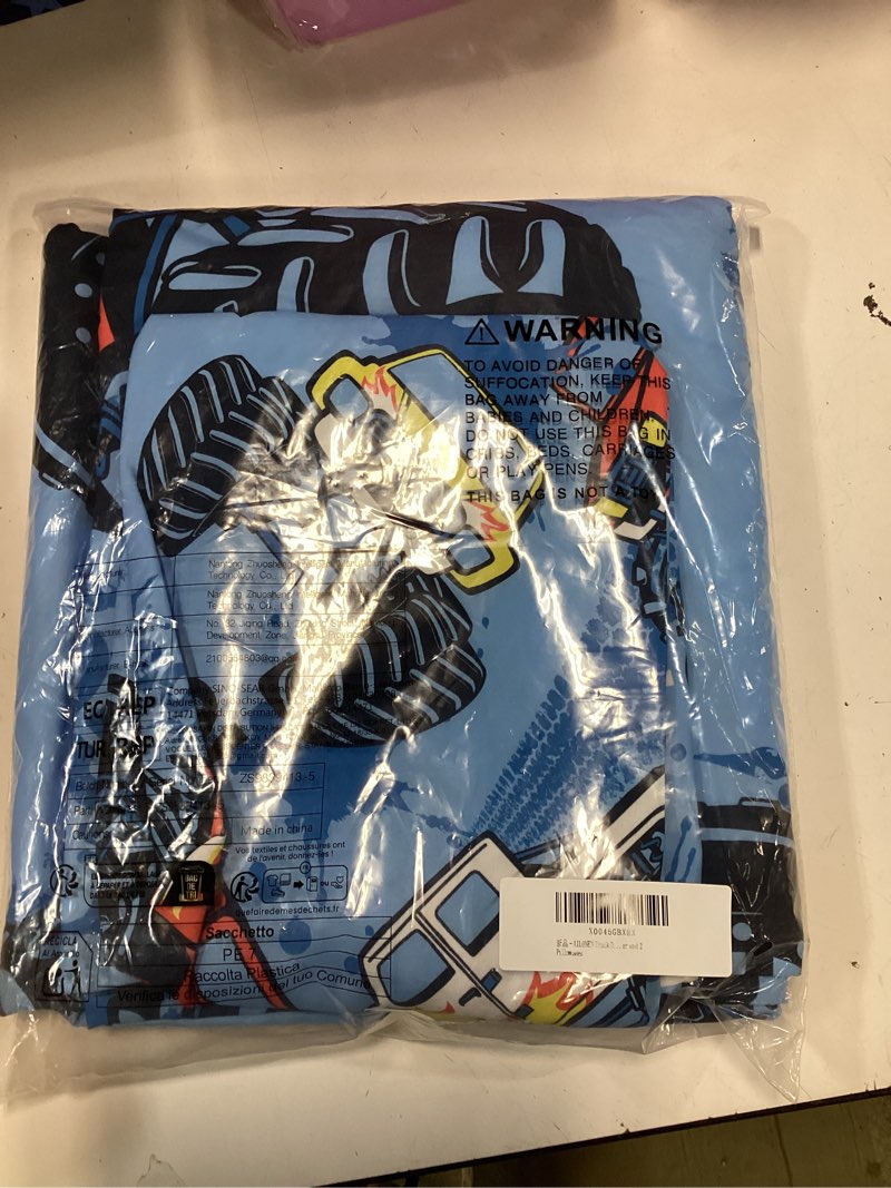 Condition photo showing New/Like New for AILONEN Truck Duvet Cover Set for Boys,Blue Graffiti Truck Bedding Set Twin Size for Kids Teens for Bedroom Decor,3 Piece Monster Truck Quilt Cover Set,1 Duvet Cover and 2 Pillowcases