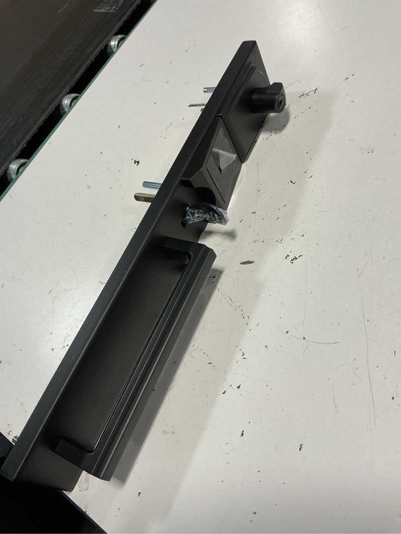Condition photo showing As Is for newbang digital front door handleset with keypad for double doors in black finish- electronic lockset with dummy set