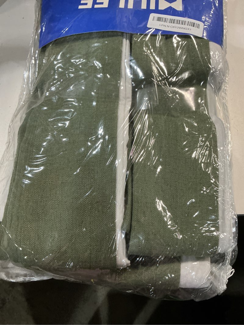 Condition photo showing New/Like New for miulee olive green pinch pleated 100% blackout linen curtains for bedroom, room darkening memory trained dark green window curtains 63 inches long for living room, black out pleat drapes, 2 panels 40"w x 63"l (pack of 2) loden