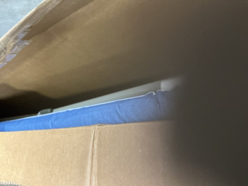 Condition photo showing As Is for Full Size Ironing Board with Iron Rest, Heavy Duty Compact Ironing Board 43"x13" with Thick Cover and Pad, Height Adjustable Sturdy Iron Stand, Blue