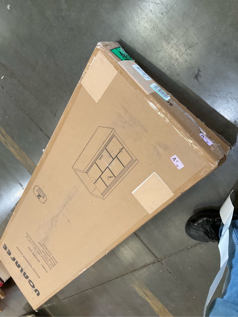 Condition photo showing Good Condition for glass shower door, 36" w x 72" h bifold shower door - 1/4" (6mm) sgcc clear tempered glass - aluminum frame - easy clean & anti-fog coating, for bathroom walk-in shower, matte white 35.5-37 in. w x 72 in. h matte white finish