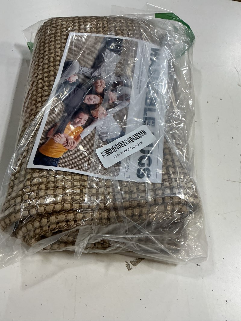 Condition photo showing Good Condition for earthall woven runner rug 2x5 ft washable runners for hallways cotton non slip rubber backed kitchen runner braided indoor floor carpet for entryway, hallway, kitchen, bedroom, orange/tan/brown 2' x 5' (runner) orange/tan/brown