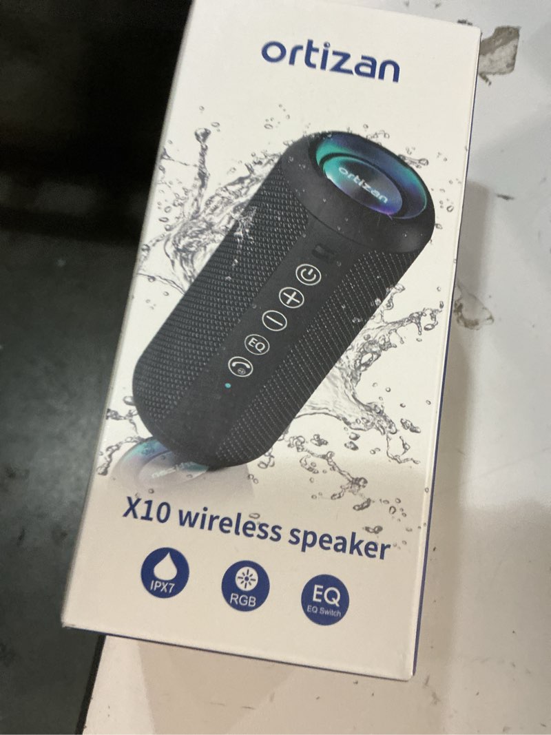 Condition photo showing New/Like New for ortizan portable bluetooth speaker: ipx7 waterproof, 24w loud sound, deep bass, bluetooth 5.3, led lights, wireless stereo pairing, 30h playtime, for home/outdoor/party/beach, birthday gift (blue) midnight blue