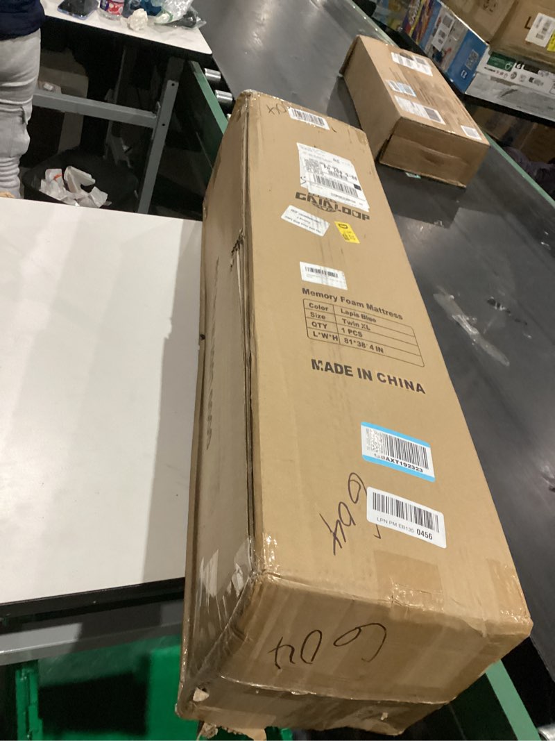 Condition photo showing As Is for Extra Thick GAIALOOP 4 INCH Memory Foam Camping Mattress, Roll Up Floor Sleeping Mat Camp Cot Mattress Pad Travel Camping Couch Bed for Guest Adults Side Sleepers