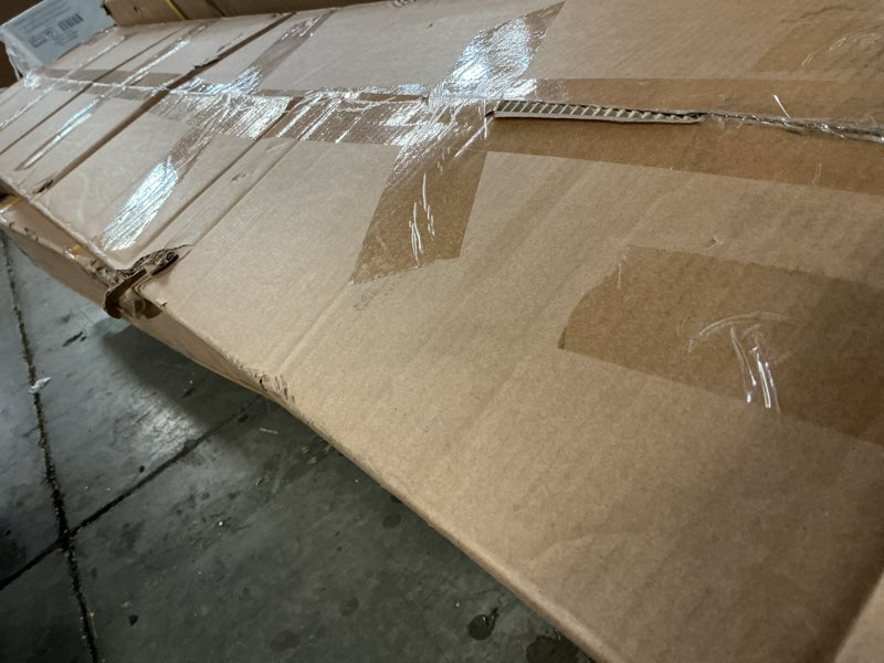 Condition photo showing As Is for LITTLE TREE 63" Farmhouse Console Table with Storage, Rustic Sofa Table for Entryway, Narrow Long Sofa Table Behind Couch, Console Table for Living Room, Hallway—Versatile Storage Solution, Oak