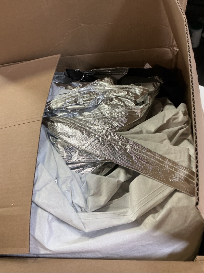 Condition photo showing As Is for Outdoor Heavy Duty Mini Van Cover Large Car Cover Waterproof All Weather Rain UV Protection Full Exterior Covers Fit Van Up to 228”L x 72" W x 72" H Bright Silver(Ultra) Size 20: MiniVan 2 (Under 229")