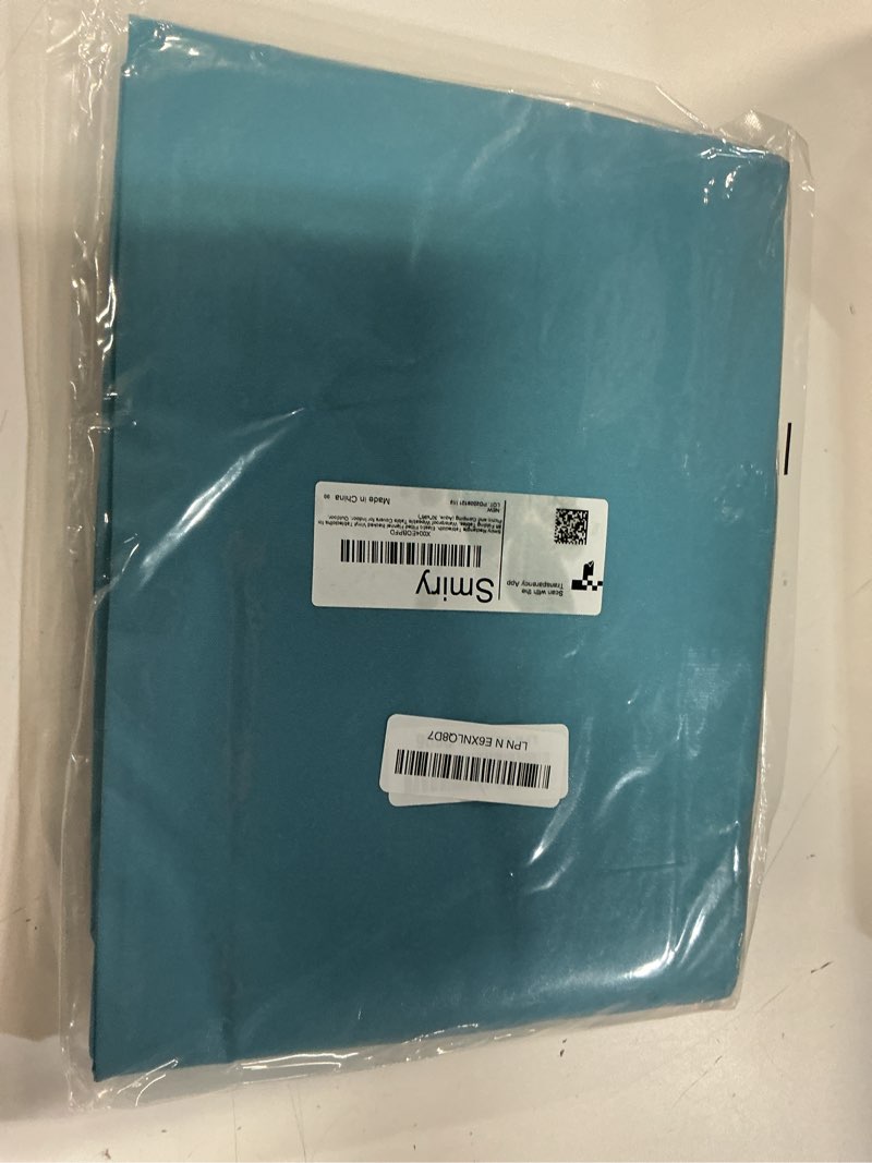 Condition photo showing Good Condition for smiry rectangle tablecloth, elastic fitted flannel backed vinyl tablecloths for 8ft folding tables, waterproof wipeable table covers for indoor, outdoor, picnic and camping (aqua, 30"x96") 96" x 30" (rectangular) aqua 1