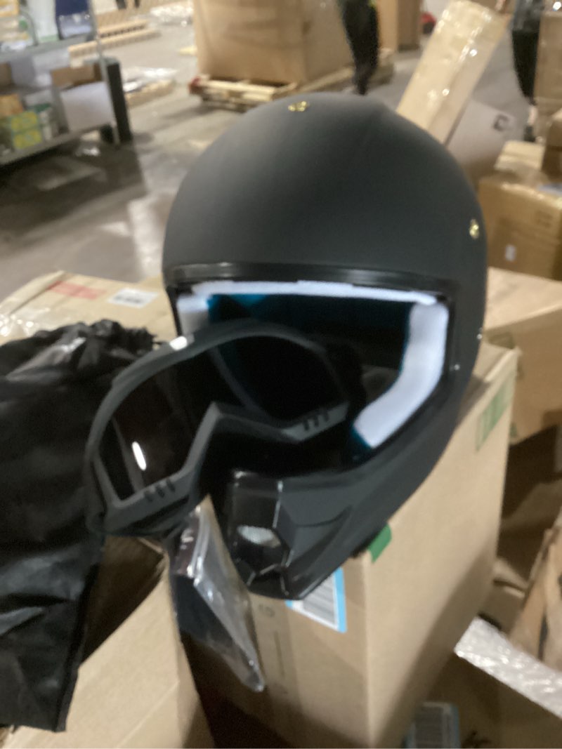 Condition photo showing New/Like New for roozo youth dirt bike helmet dot certified - full face motorcycle helmet for off-road, atv, street riding, includes adjustable goggles & protective gloves black medium