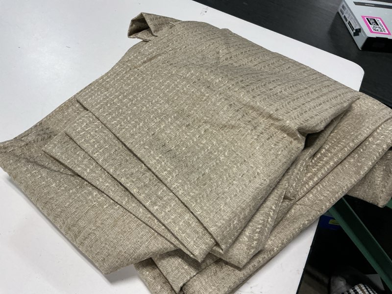Condition photo showing Good Condition for mainstays southport textured light filtering curtain panel pair, set of 2, beige, 40"w x 84"l