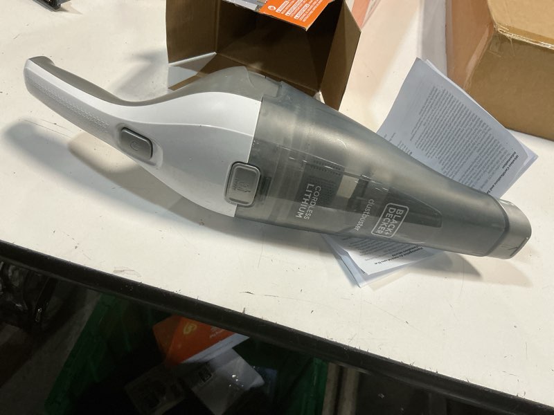 Condition photo showing As Is for black+decker dustbuster cordless handheld vacuum, portable car vacuum cordless rechargeable, wall mount, strong suction quickclean (hnvc215b10) white 8v