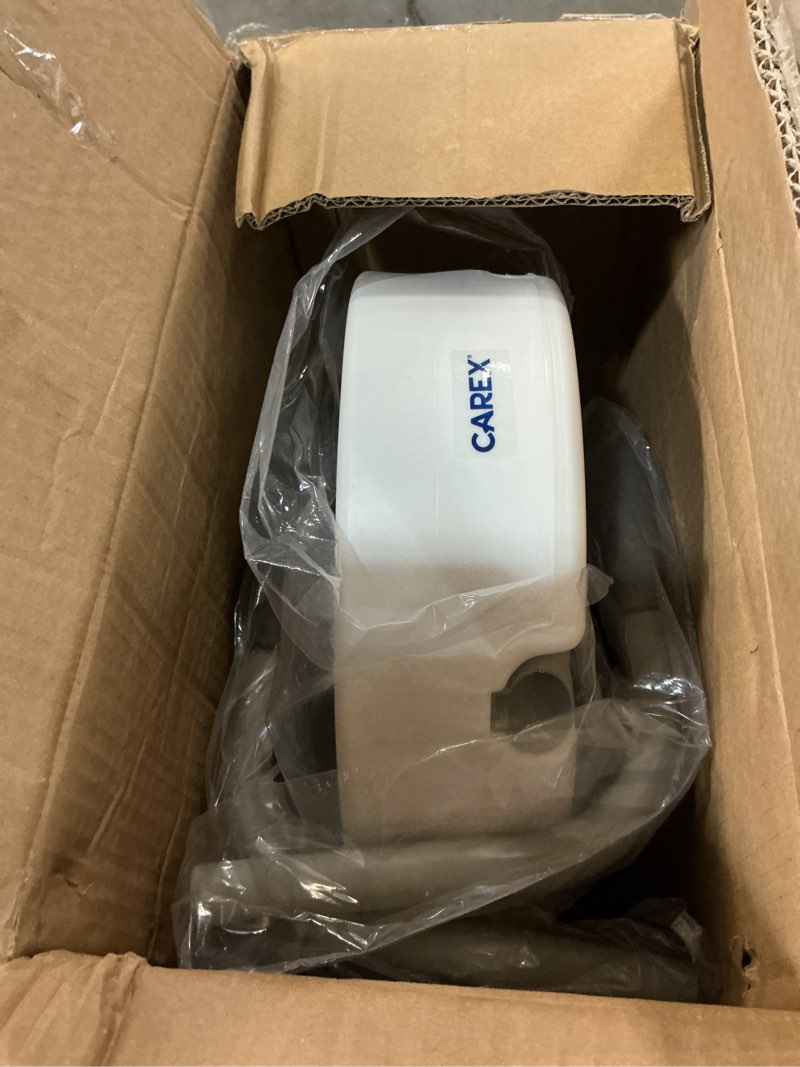 Condition photo showing As Is for carex 3.5 inch raised toilet seat with arms, elongated toilet seat riser, up to 250 lbs capacity, elevating & raising seat for elderly & handicap, universal, slip-resistant with padded handles, white