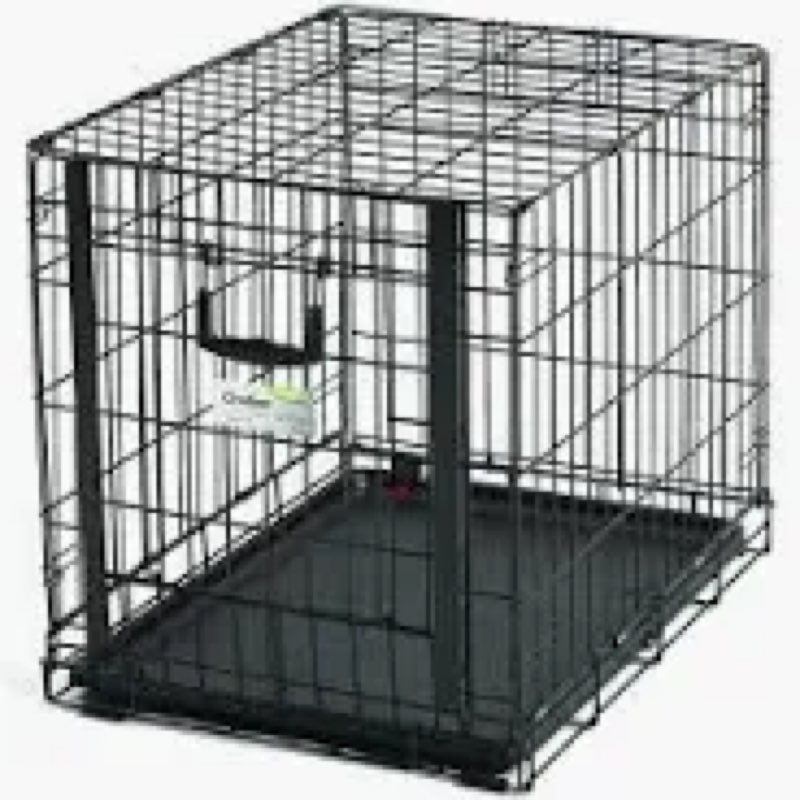 MidWest Homes for Pets Small Ovation Single Door Folding Dog Crate, 24-Inches, Space-Saving Patented Up & Away Door, Leak-Proof Pan, Divider Panel, Black Black 25.8"L x 17.3"W x 19.8"H