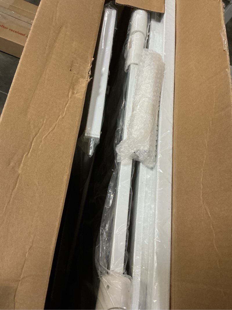 Condition photo showing New/Like New for extra wide baby gate 86-105" dog gate indoor pressure mounted no drill safety gate for kitchen, doorways & hallways, white metal pet gate for dogs white 86”-105”/218-266cm