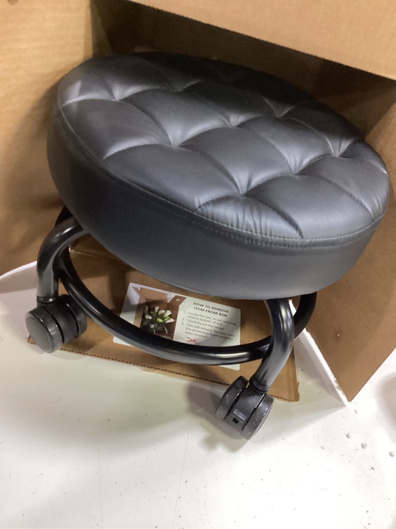 Condition photo showing Good Condition for low roller seat low height rolling stool pu leather rolling stool, modern rolling chair for home office garage shop style 3