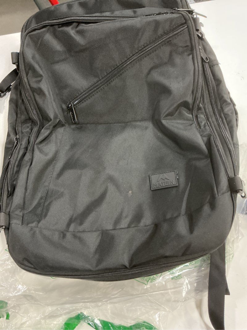 Condition photo showing Good Condition for matein carry on backpack, extra large travel backpack expandable airplane approved weekender bag for men and women, water resistant lightweight daypack for flight 40l, black black x-large