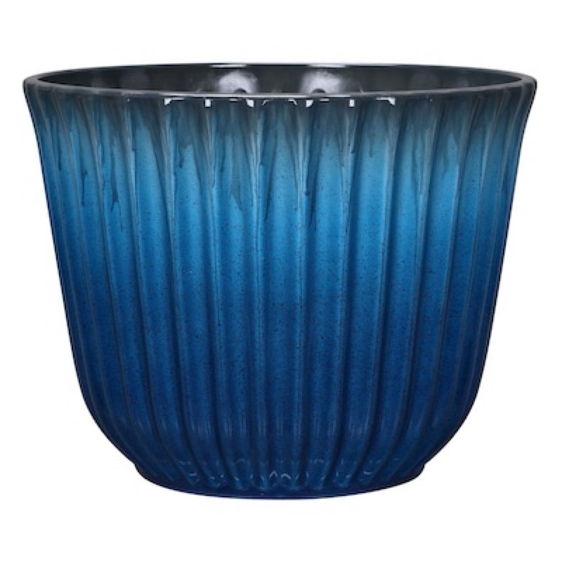 Style Selections Round 16.34-Inches W Large Blue Recycled plastic Indoor/Outdoor Planter with Drainage Holes
