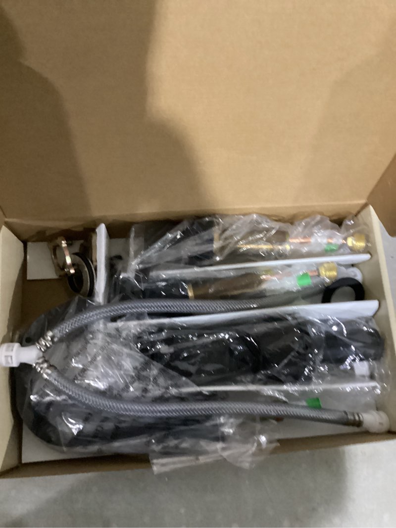 Condition photo showing Good Condition for allen + roth veda matte black widespread 2-handle watersense high-arc residential handle bathroom sink faucet with drain