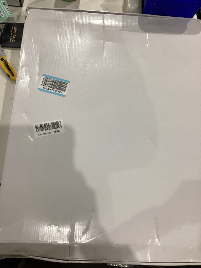 Condition photo showing Good Condition for 24×21 inches Oversized Clear Acrylic Ottoman Tray with Black Metal Handle and Safe Edge Extra Large Spill-Proof for Serving,Decorative King-Size Organizer Tray for Coffee Table Countertop Clear 24" x 21" x 2"