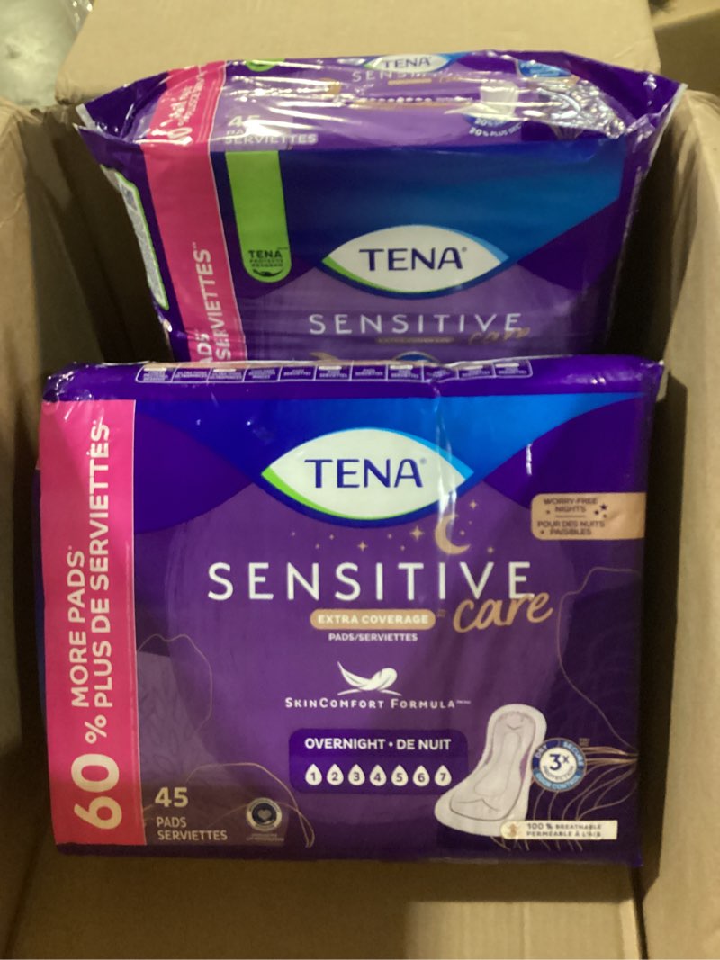 Condition photo showing New/Like New for TENA Sensitive Care Incontinence Pads, Bladder Control & Postpartum for Women, Overnight Absorbency, Extra Coverage - 90 Count