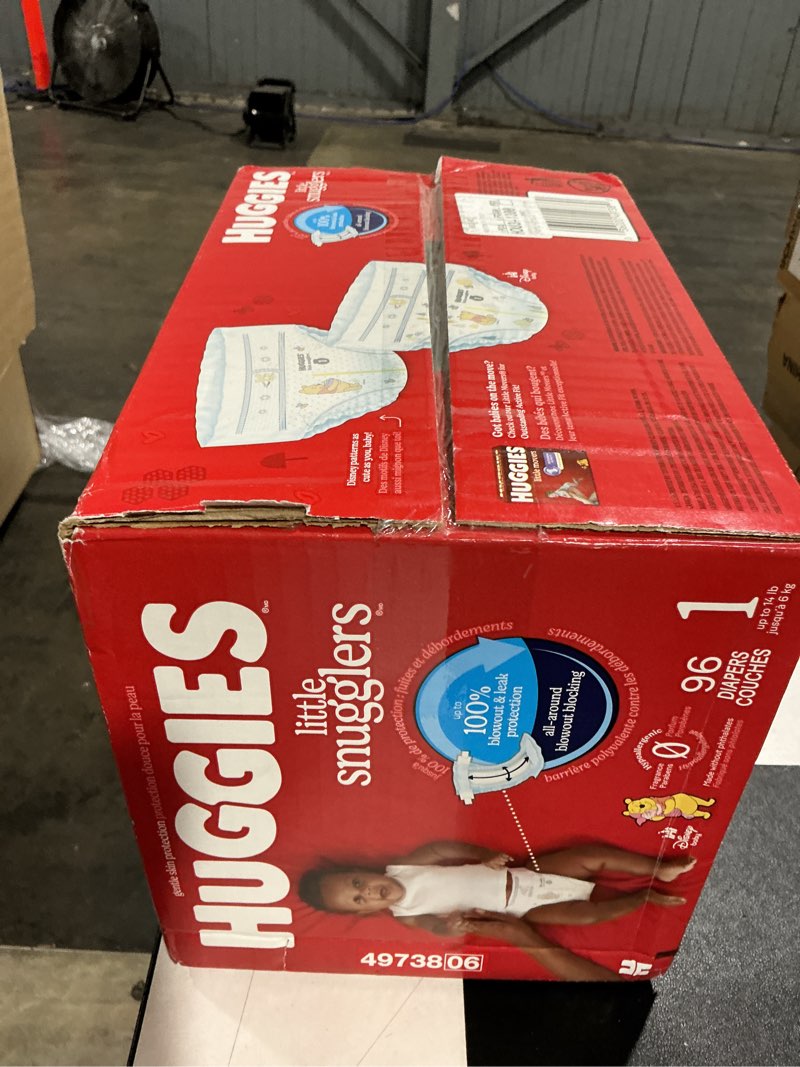 Condition photo showing New/Like New for huggies size 1 diapers, little snugglers baby diapers, size 1 (8-14 lbs), 96 count, packaging may vary size 1 96