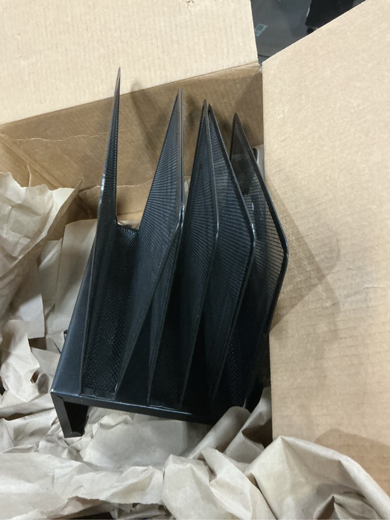 Condition photo showing Good Condition for 1InTheOffice Metal Mesh File Organizer, Black Wire Mesh 5 Section Incline Sorter, Black Finish
