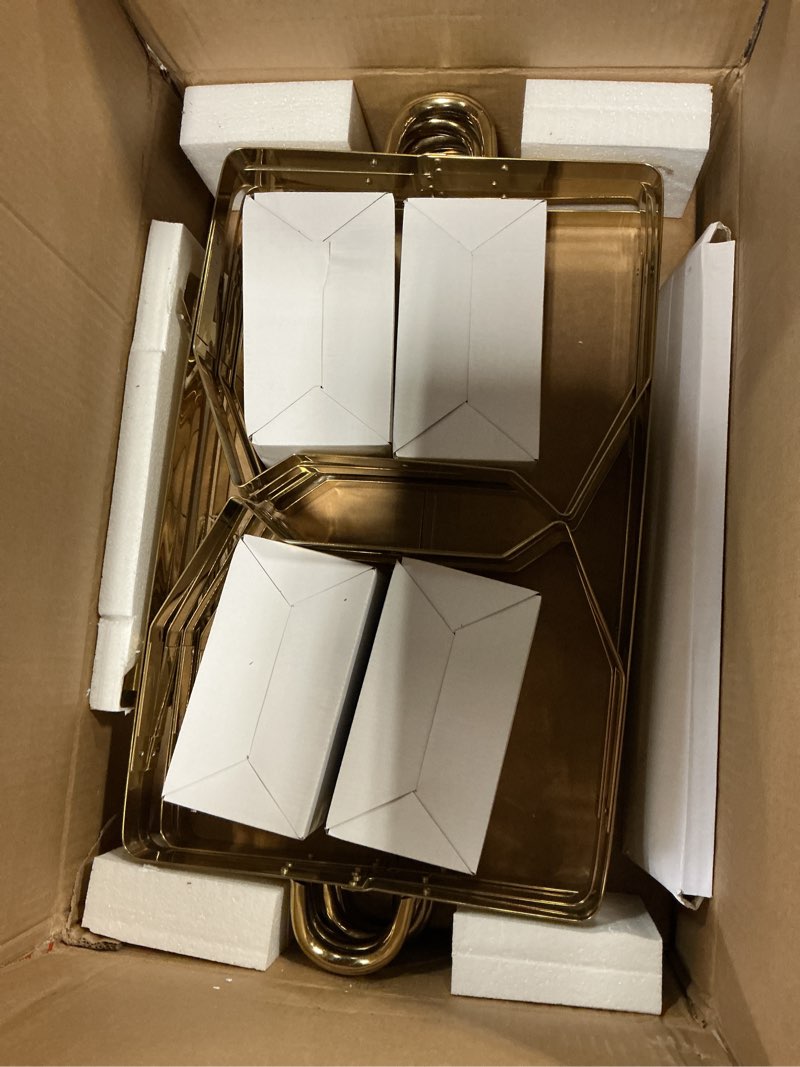 Condition photo showing New/Like New for 9Qt 4 Pack [Multiple Food Pans Combo] Chafing Dishes for Buffet | High Grade [Durable and Hard] Chafing Dish for Parties, Events & Weddings, Indoors & Outdoors, Gold