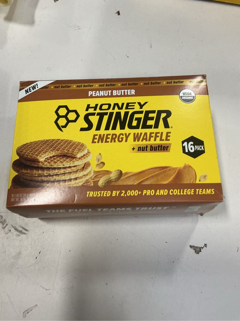 Condition photo showing New/Like New for Honey Stinger Organic Peanut Butter Waffle, Energy Stroopwafel for Exercise, Endurance and Performance, Sports Nutrition for Home & Gym, Pre & During Workout, 16.96 Ounces (Pack of 16) Peanut Butter 16 Count