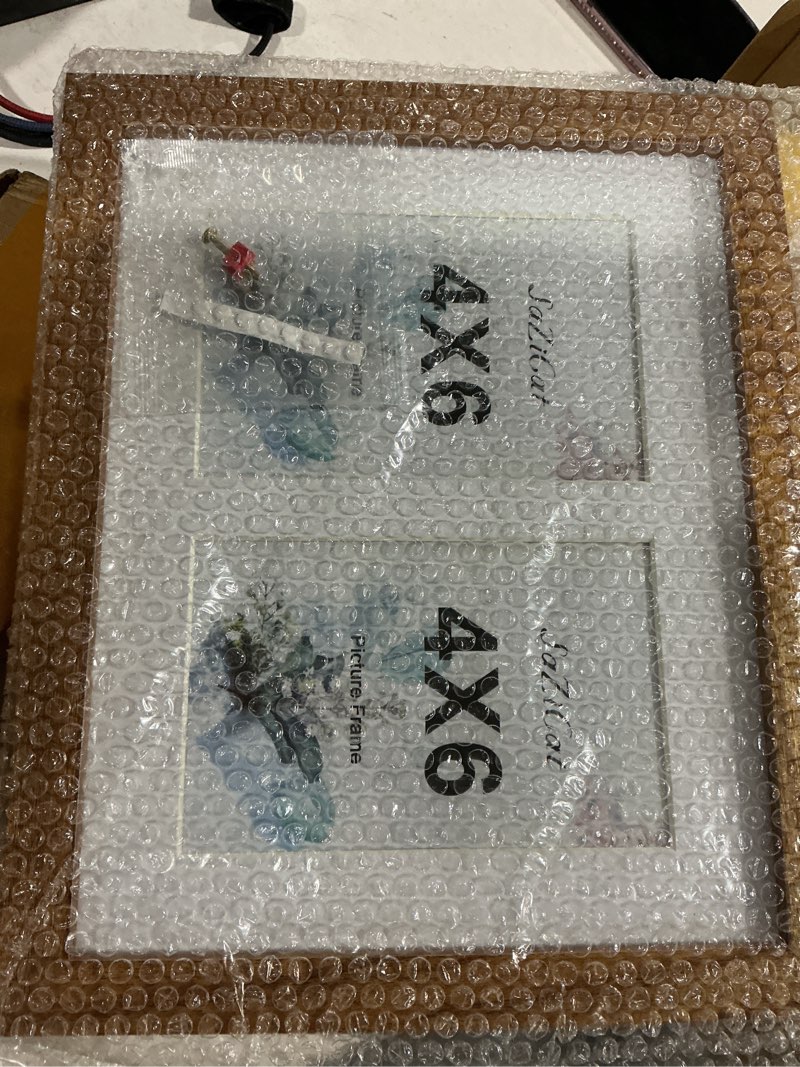 Condition photo showing Good Condition for collage picture frame, double 4x6 picture frame with mat, fits 8x10 or two 4x6 photos, tempered glass, for tabletop or wall mount-teak brown teak brown 8x10 (4x6 opening)