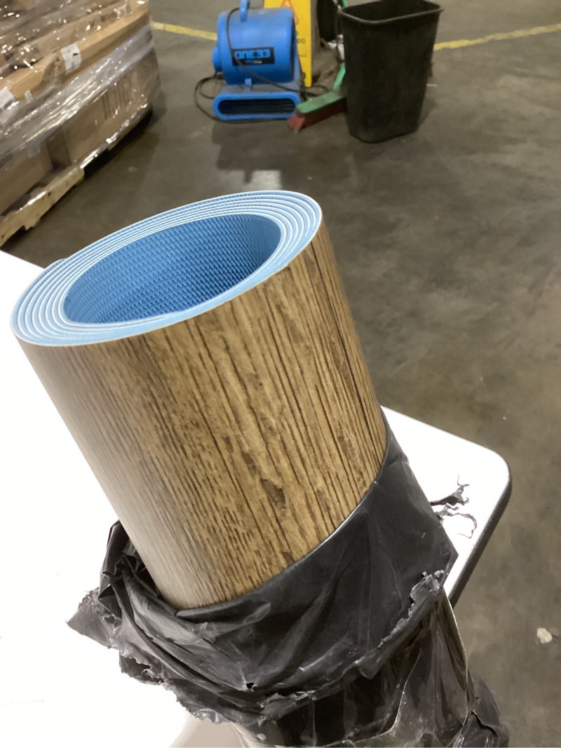 Condition photo showing As Is for  Wood Grain Peel and Stick Floor Tiles Self-Adhesive Vinyl Flooring Roll-DIY Easy for Wall and Floor,Hard Surface/Waterproof/Anti Slip (Brown Vinyl Flooring