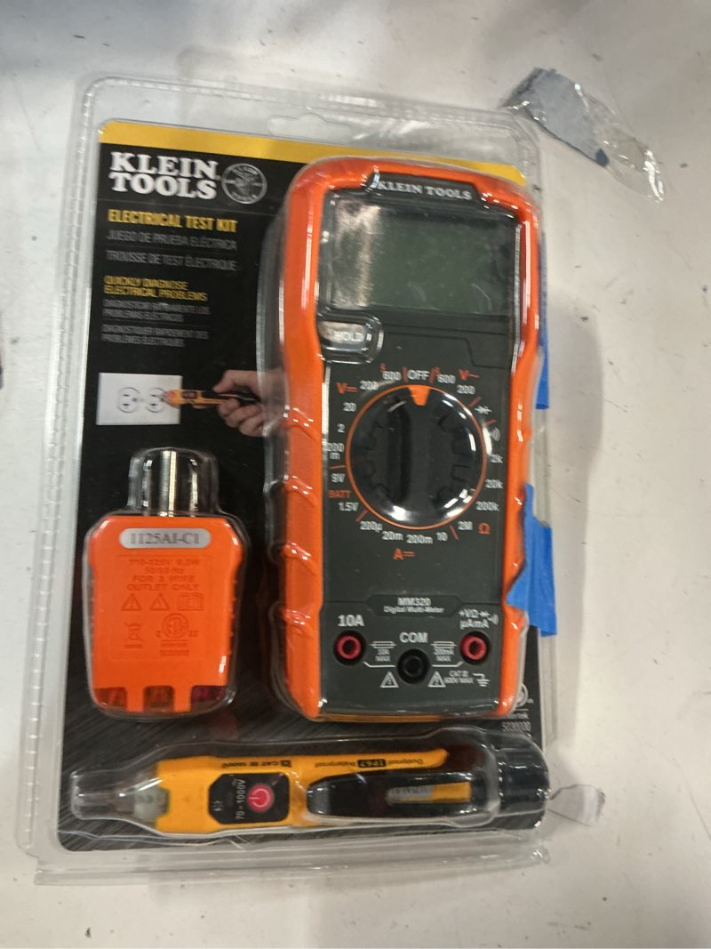 Condition photo showing New/Like New for klein tools 69149p electrical test kit with digital multimeter, non-contact voltage tester and electrical outlet tester, leads and batteries