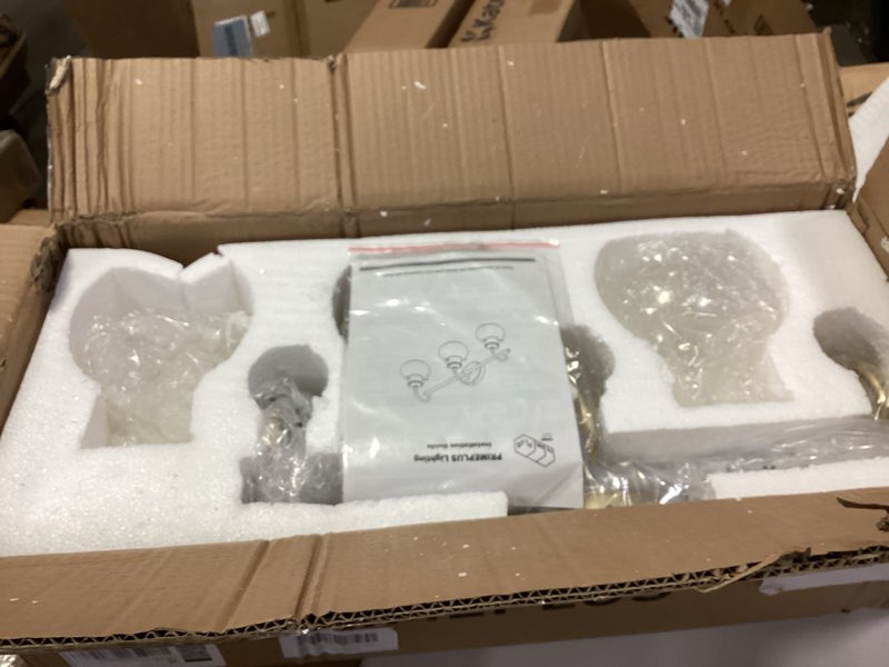 Condition photo showing New/Like New for Gold Vanity Light, 3 Light Bathroom Light Fixtures, Modern Bathroom Vanity Lights Fixtures Over Mirror with Clear Globe Glass Shade, Gold Wall Sconces for Bathroom Hallway, E26 Base