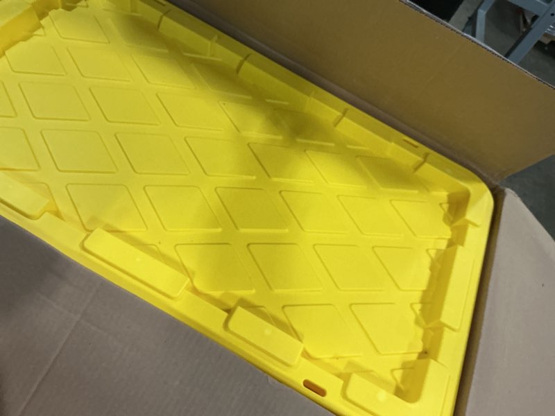Condition photo showing Good Condition for sterilite 4-pack industrial tote, plastic storage container bins with lids, 38 gallon - heavy-duty organizing containers for closet, bathroom, and office